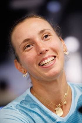 Belgian Elise Mertens pictured during a press conference, PK, Pressekonferenz ahead of the Roland Garros French Open tennis tournament, in Paris, France, Saturday 25 May 2024. This year s tournament takes place from 26 May to 09 June. BENOITxDOPPAGNE  x93346554x