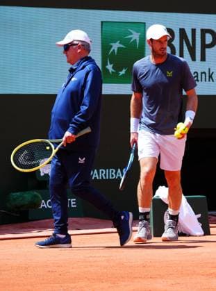 Andy Murray practices on Philippe Chatrier Court with LTA coach Louis Cayer French Open Tennis, Saturday Practice and Qualifying, Tennis, Roland Garros, Paris, France - 25 May 2024  Copyright: xJavierxGarcia Shutterstockx 14496646cy
