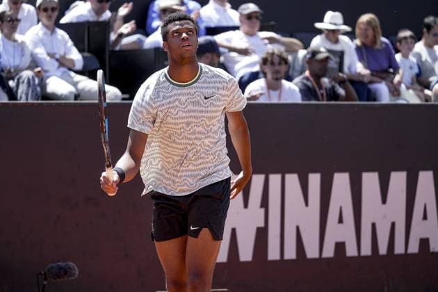 Le joueur de tennis francais Giovanni MPETSHI PERRICARD qui dispute sa 1ere finale simple lors du tournoi de l Open Parc Auvergne RhÃ ne-Alpes Ã Lyon le 25 05 2024. TENNIS : Open Parc - Lyon - 25 05 2024 SandrineThesillat Panoramic 