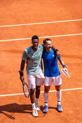 Roland Garros 2024 - Gael Montfils - Constant Lestienne Training Session - Paris Constant Lestienne during a training session of Roland-Garros 2024 against Gael Monfils, ATP, Tennis Herren and WTA, Tennis Damen Grand Slam tennis tournament at Roland-Garros stadium in Paris, France, on May 25, 2024. Photo Alexis Jumeau ABACAPRESS.COM Paris France  Copyright: xJumeauxAlexis ABACAx