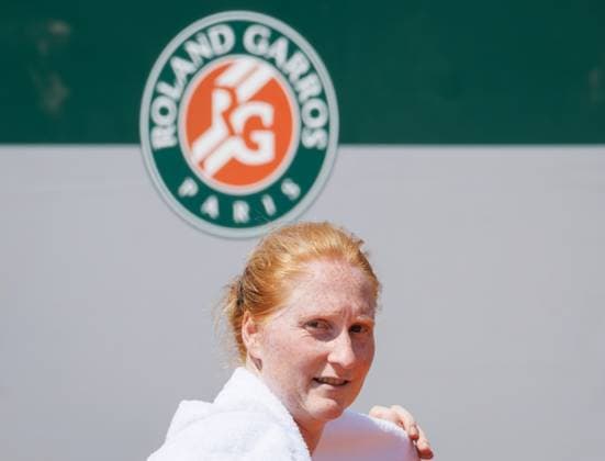 Belgian Alison Van Uytvanck pictured during a training session ahead of the Roland Garros French Open tennis tournament, in Paris, France, Saturday 25 May 2024. This year s tournament takes place from 26 May to 09 June. BENOITxDOPPAGNE  x93356928x