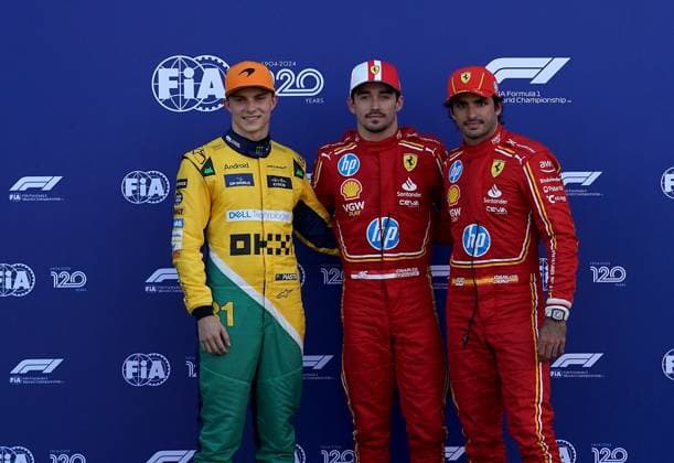 Formel 1 Grand Prix Monaco 2024 25.05.2024, Circuit de Monaco, Monte Carlo, Formel 1 Grand Prix Monaco 2024 ,im Bild Poleposition für Charles Leclerc (MCO), Scuderia Ferrari HP, 2.Startplatz für Oscar Piastri (AUS), McLaren F1 Team, 3.Startplatz für Carlos Sainz Jr. (ESP), Scuderia Ferrari HP