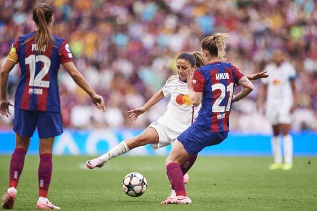 of Olympique Lyonnais during the UEFA Women s Champions League 2023 24 Final match between FC Barcelona, Barca and Olympique Lyonnais at San Mames Stadium on May 25, 2024 in Bilbao, Spain. (Photo by: LGM) FOOTBALL FEMININ : FC Barcelone vs Olympique Lyonnais - UEFA Ligue des Champions UWCL - Finale - 25 05 2024 LGM Panoramic 