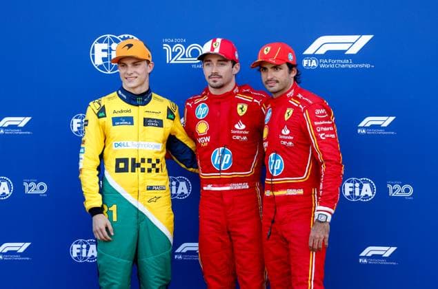 81 Oscar Piastri (AUS, McLaren Formula 1 Team), 16 Charles Leclerc (MCO, Scuderia Ferrari HP), 55 Carlos Sainz (ESP, Scuderia Ferrari HP), F1 Grand Prix of Monaco at Circuit de Monaco on May 25, 2024 in Monte-Carlo, Monaco. (Photo by HOCH ZWEI) Monte-Carlo Monaco