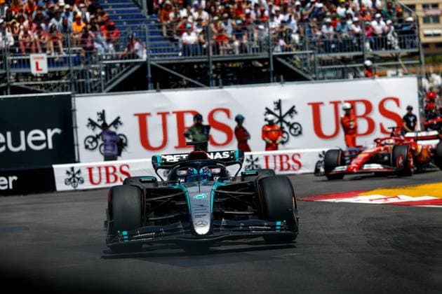 63 RUSSELL George (gbr), Mercedes AMG F1 Team W15, action during the Formula 1 Grand Prix de Monaco 2024, 8th round of the 2024 Formula One World Championship, WM, Weltmeisterschaft from May 23 to 26, 2024 on the Circuit de Monaco, in Monaco - F1 - MONACO GRAND PRIX 2024 DPPI Panoramic  240525_R08_MONACO_DP_F12024GP08MCO_JK380830