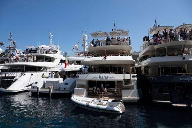 May 25, 2024, Monte-Carlo, Monaco: Yachts moored in Port Hercule on Qualifying Day of the Formula 1 2024 Monaco Grand Prix. Charles Leclerc qualified on Pole position while Max Verstappen dropped to 6th place. Monte-Carlo Monaco - ZUMAb177 20240525_aap_b177_071 Copyright: xTaidghxBarronx