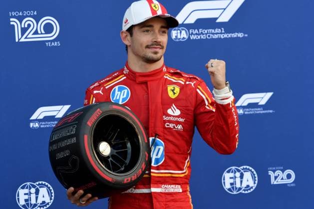Sport Themen der Woche KW21 Sport Bilder des Tages 25.05.2024, xrarjax, Motorsport FIA Formel 1, Großer Preis von Monaco 2024 emspor, v.l. Freude Jubel über die Pole Position Charles Leclerc (Ferrari) Startnummer 16 Monte Carlo *** 25 05 2024, xrarjax, Motorsport FIA Formula 1, Grand Prix of Monaco 2024 emspor, v l joy jubilation over pole position Charles Leclerc Ferrari starting number 16 Monte Carlo