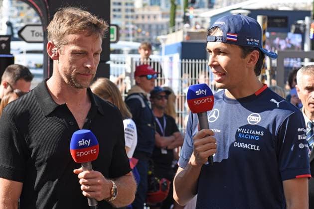25.05.2024, xrarjax, Motorsport FIA Formel 1, Großer Preis von Monaco 2024 emspor, v.l. TV Experte fuer SKY Jenson Button und Alexander Albon (Williams Racing) Startnummer 23 Monte Carlo