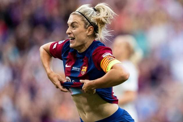 240525 Alexia Putellas of Barcelona celebrates after 2-0 during the UEFA Women s Champions League final between Barcelona and Lyon on May 25, 2024 in Bilbao. Photo: Ludvig Thunman BILDBYRAN kod LT LT0620 fotboll football soccer fotball champions league barcelona lyon dam bbeng final champions league final final 2024 jubel Copyright: LUDVIGxTHUNMAN BB240525LT092