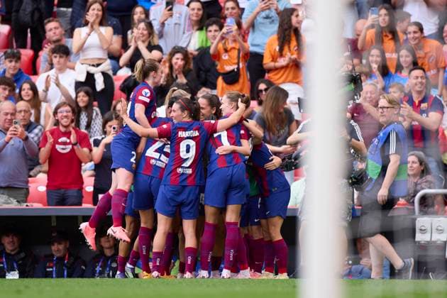 May 25, 2024, Bilbao, Vizcaya, SPAIN: Aitana Bonmati of FC Barcelona, Barca celebrates after scoring the team s first goal during the UEFA Women s Champions League 2023 24 Final match between FC Barcelona and Olympique Lyonnais at San Mames on May 25, 2024, in Bilbao, Spain. Bilbao SPAIN - ZUMAa181 20240525_zaa_a181_055 Copyright: xRicardoxLarreinax