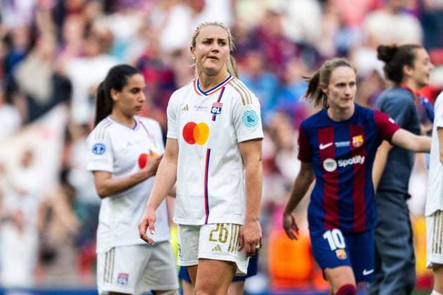 240525 Lindsey Horan of Lyon looks dejected after the UEFA Women s Champions League final between Barcelona and Lyon on May 25, 2024 in Bilbao. Photo: Ludvig Thunman BILDBYRAN kod LT LT0620 fotboll football soccer fotball champions league barcelona lyon dam bbeng final champions league final final 2024 depp Copyright: LUDVIGxTHUNMAN BB240525LT097