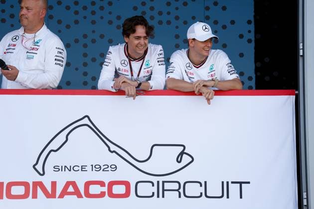 Esteban Gutierrez (MEX, Mercedes-AMG Petronas F1 Team), Mick Schumacher (DEU, Mercedes-AMG Petronas F1 Team), F1 Grand Prix of Monaco at Circuit de Monaco on May 25, 2024 in Monte-Carlo, Monaco. (Photo by HOCH ZWEI) Monte-Carlo Monaco