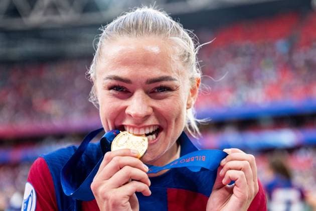 Sport Bilder des Tages 240525 Fridolina Rolfö of Barcelona celebrates after the UEFA Women s Champions League final between Barcelona and Lyon on May 25, 2024 in Bilbao. Photo: Ludvig Thunman BILDBYRAN kod LT LT0620 fotboll football soccer fotball champions league barcelona lyon dam bbeng final champions league final final 2024 jubel Copyright: LUDVIGxTHUNMAN BB240525LT139