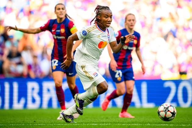 240525 Melchie Dumornay of Lyon during the UEFA Women s Champions League final between Barcelona and Lyon on May 25, 2024 in Bilbao. Photo: Ludvig Thunman BILDBYRAN kod LT LT0620 fotboll football soccer fotball champions league barcelona lyon dam bbeng final champions league final final 2024 Copyright: LUDVIGxTHUNMAN BB240525LT238