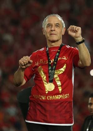 CAIRO, EGYPT - MAY 25: head coach Marcel Koller celebrate on stage with a gold medal after wining the CAF Champions League Final Second Leg match between Al Ahly and Esperance Sportive Tunis at Cairo International Stadium on May 25, 2024 in Cairo, Al Ahly v Esperance Sportive Tunis: Final Second Leg - CAF Champions League Copyright: xPhotoxbyxM.Bayoumy SFSIx