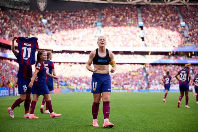 FC Barcelona, Barca v Olympique Lyonnais - UEFA Women«s Champions League Final 2024 Alexia Putellas of FC Barcelona celebrates after scoring goal during the UEFA Women s Champions League 2023 24 Final match between FC Barcelona and Olympique Lyonnais at San Mames on May 25, 2024, in Bilbao, Spain. Bilbao San Mames Basque Country Spain RL_FCBFvOLYF_00339 Copyright: xRicardoxLarreinax