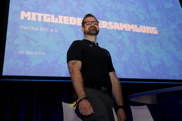 DEU, DFL, 2. FBL, Hertha BSC , Mitgliederversammlung, 26.05.2024, CityCube, Berlin, DEU, DFL, 2. FBL, Hertha BSC , Mitgliederversammlung, im Bild Fabian Drescher (Hertha BSC,Vize-Praesident) DFL - regulations prohibit any use of Photographs as image sequences and or quasi-video Foto: Juergen Engler nordphoto GmbH