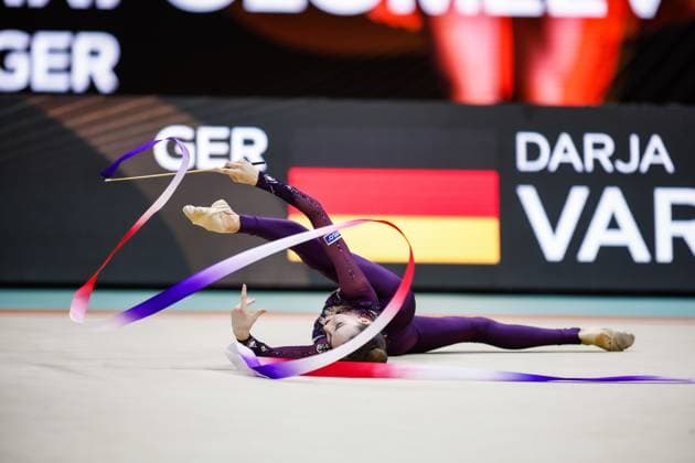 Bilder des Jahres 2024, Sport 05 Mai Sport Themen der Woche KW21 Sport Bilder des Tages 40th European Championships in Rhythmic gymnastics, Rhythmische Sportgymnastik, RSG 26.05.2024 Darja Varfolomeev (GER) at apparatus finals; 40th European Championships in Rhythmic Gymnastics on 26.05.2024 in the Papp László Arena in Budapest (Hungary). *** 40th European Championships in Rhythmic Gymnastics 26 05 2024 Darja Varfolomeev GER at apparatus finals 40th European Championships in Rhythmic Gymnastics on 26 05 2024 in the Papp László Arena in Budapest Hungary Copyright: xBEAUTIFULxSPORTS U.xFassbenderx