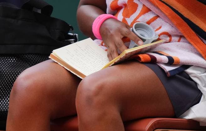 Hand-written notes in the notebook of Naomi Osaka during her first round win French Open Tennis, Day 1, Tennis, Roland Garros, Paris, France - 26 May 2024  Copyright: xJavierxGarcia Shutterstockx 14496647s