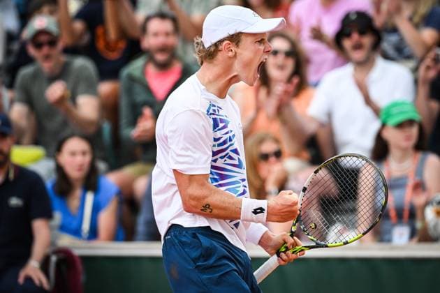 May 26, 2024, Paris, France, France: Jesper DE JONG of Netherlands celebrates his point during the first day of Roland-Garros 2024, French Open 2024, Grand Slam tennis tournament at the Roland-Garros Stadium on May 26, 2024 in Paris, France. Paris France - ZUMAm308 20240526_zsp_m308_013 Copyright: xMatthieuxMirvillex