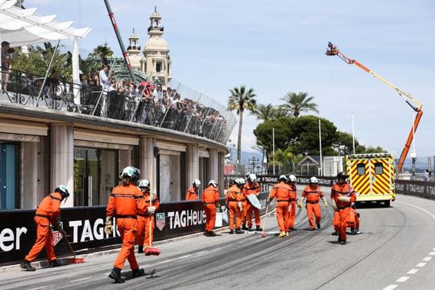 F1 Grand Prix Of Monaco 2024 Debris after Sergio Perez of Red Bull Racing and Kevin Magnussen of Haas crash during the Formula 1 Grand Prix of Monaco at Circuit de Monaco in Monaco on May 26, 2023. Monaco Monaco  Copyright: xJakubxPorzyckix originalFilename:porzycki-f1grandp240526_np0JW.jpg