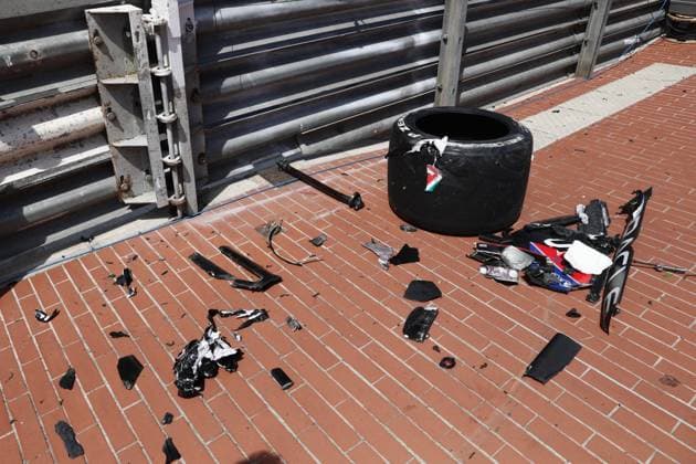 F1 Grand Prix Of Monaco 2024 Debris after Sergio Perez of Red Bull Racing and Kevin Magnussen of Haas crash during the Formula 1 Grand Prix of Monaco at Circuit de Monaco in Monaco on May 26, 2023. Monaco Monaco  Copyright: xJakubxPorzyckix originalFilename:porzycki-f1grandp240526_np7dB.jpg