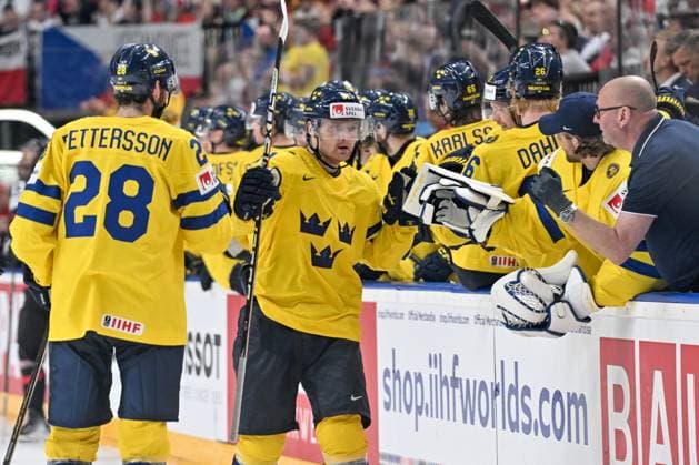 PRAGUE, CZECH REPUBLIC - MAY 26: Carl Grundstrom of Sweden celebrate after scoring a goal during 2024 IIHF Ice hockey, Eishockey World Championship, WM, Weltmeisterschaft Czechia Third Place Match between Sweden and Canada at Prague Arena on May 26, 2024 in Prague, Czech Republic. Prague Prague Arena Czech Republic Copyright: xJustPictures.ch AndreaxBrancax jp-en-EuSpIm-AB_26052024_AAB_8215