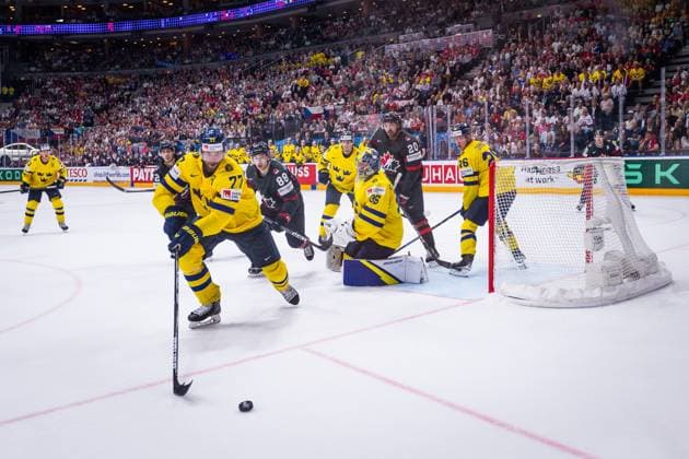 SWEDEN CANADA BRONZE MEDAL GAME IIHF World Championship, WM, Weltmeisterschaft 2024 CZECHIA PRAGUE - OSTRAVA Victor Hedman, Filip Gustavsson of Sweden and Andrew Mangiapane, Nick Paul of Canada during the bronze medal game of the IIHF Ice hockey, Eishockey World Championship Czechia Prague - Ostrava between Sweden and Canada. O2 Arena, Prague, Czechia, May 26, 2024. PUBLICATION NOT IN SLOVAKIA PUBLICATION NOT IN SVK Prague Copyright: xBranislavxRackox _BRR7276