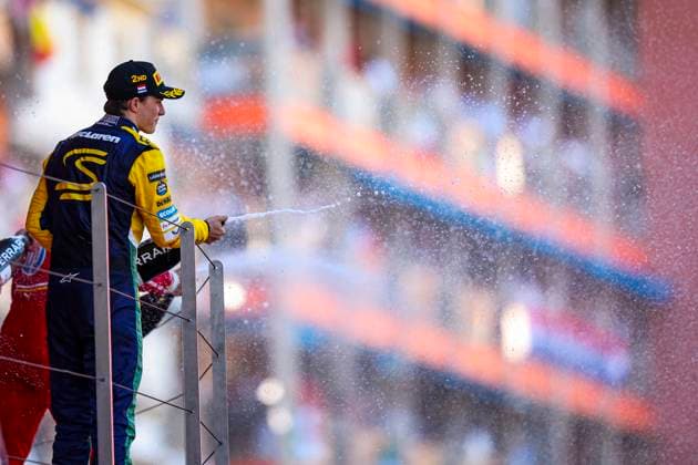 PIASTRI Oscar (aus), McLaren F1 Team MCL38, portrait, podium during the Formula 1 Grand Prix de Monaco 2024, 8th round of the 2024 Formula One World Championship, WM, Weltmeisterschaft from May 23 to 26, 2024 on the Circuit de Monaco, in Monaco - F1 - MONACO GRAND PRIX 2024 DPPI Panoramic  240526_R08_MONACO_DP_EA027780