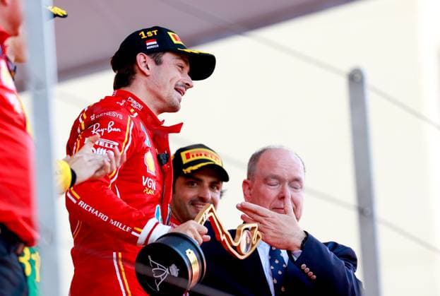 16 Charles Leclerc (MCO, Scuderia Ferrari HP), Prince Albert II of Monaco, F1 Grand Prix of Monaco at Circuit de Monaco on May 26, 2024 in Monte-Carlo, Monaco. (Photo by HOCH ZWEI) Monte-Carlo Monaco