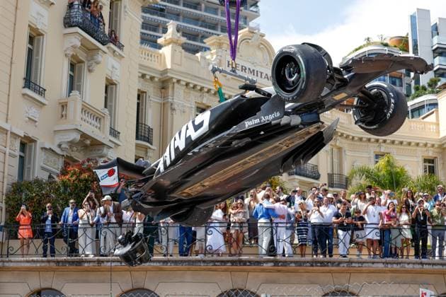 Damaged car of 20 Kevin Magnussen (DNK, MoneyGram Haas F1), F1 Grand Prix of Monaco at Circuit de Monaco on May 26, 2024 in Monte-Carlo, Monaco. (Photo by HOCH ZWEI) Monte-Carlo Monaco