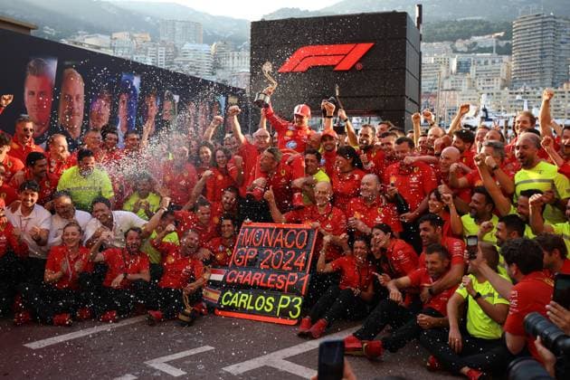 F1 Gran Prix of Monaco Team Scuderia Ferrari celebrate the victory of Gran Prix after the F1 Grand Prix of Monaco at Circuit de Monaco on May 26, 2024 in Monte-Carlo, Monaco. Monaco Monte-Carlo Monaco Copyright: xMarcoxCanonierox