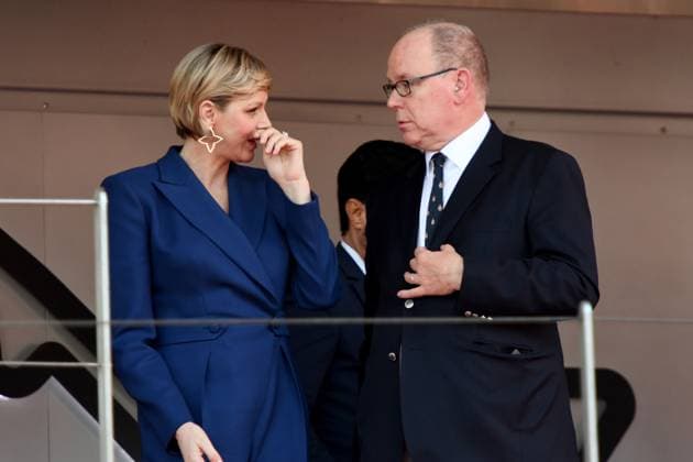 26.05.2024, xrarjax, Motorsport FIA Formel 1, Großer Preis von Monaco 2024 emspor, v.l. Charlene Charlene von Monaco Fürst Fuerst Fürst Albert II. Monte Carlo