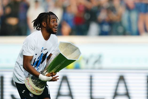 Sport Themen der Woche KW21 Sport Bilder des Tages Atalanta& x2019;s Ademola Lookman ,celebrate winning the Europa League after the Serie A soccer match between Atalanta and Torino at the Gewiss Stadium , north Italy - Sunday 26 May , 2024. - Soccer .  Copyright: xSpada LaPressex