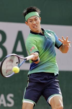 Tennis: French Open Japan s Kei Nishikori plays against Canada s Gabriel Diallo in a French Open tennis tournament men s singles first-round match in Paris on May 26, 2024.  A14AA0002921263P