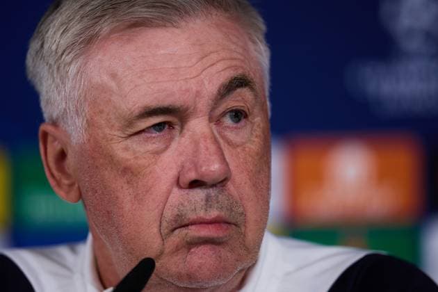 Sport Bilder des Tages Carlo Ancelotti head coach of Real Madrid CF during the team training session at the Real Madrid Open Media Day ahead of the UEFA Champions League Final against Borussia Dortmund at Valdebebas training ground on May 27, 2024 in Madrid, Spain (Photo by: LGM Panoramic) FOOTBALL : media day - Real Madrid - 27 05 2024 LGM Panoramic 