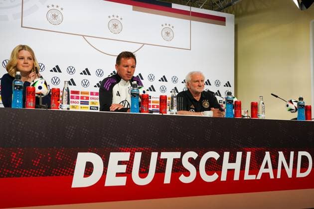 Bundestrainer Julian Nagelsmann (Deutschland Germany) und Sportdirektor Rudi Völler (Deutschland Germany) - Blankenhain 27.05.2024: Trainingslager der Deutschen Nationalmannschaft zur EM-Vorbereitung, Golf Resort Weimarer Land