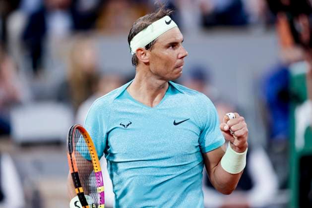 TENNIS - French Open 2024 PARIS,FRANCE,27.MAY.24 - TENNIS - ATP, Tennis Herren World Tour, French Open, Roland Garros, Grand Slam. Image shows the rejoicing of Rafael Nadal (ESP).  GEPAxpictures xPatrickxSteiner