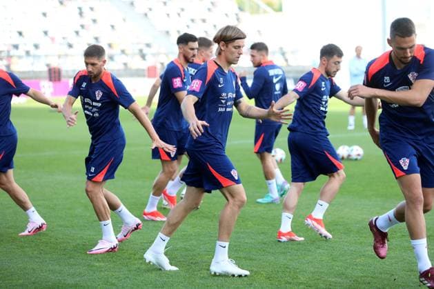 Croatia National Football Team - Training session Borna Sosa of Croatia during the training session of Croatia National Football Team at HNK Rijeka Stadium on May 27, 2024. in Rijeka, Croatia. GoranxKovacic PIXSELL