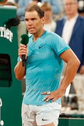 May 27, 2024, Paris, Paris, France: Rafael Nadal (ESP) during the interview on court at the end of the match, during the tennis Grand Slamt of Roland Garros 2024, day 1, match between Alexander Zverev (GER) and Rafael Nadal (ESP) at Roland Garros Stadium - on May 23 2024.Paris - France Paris France - ZUMAb253 20240527_zsp_b253_090 Copyright: xLoicxBaratouxx