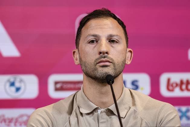Belgium s head coach Domenico Tedesco pictured during a press conference, PK, Pressekonferenz of Belgian national soccer team Red Devils to announce the selection for the UEFA EURO, EM, Europameisterschaft,Fussball 2024 European Soccer Championship, Tuesday 28 May 2024, in Tubize. BRUNOxFAHY  x93508358x