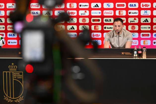 Squad Announcement UEFA EURO, EM, Europameisterschaft,Fussball 2024 TUBIZE, BELGIUM - MAY 28 : Belgian national coach Domenico Tedesco talking to the press during a press conference, PK, Pressekonferenz to announce his player selection to compete in the UEFA Euro 2024 tournament in Germany on May 28, 2024 in Tubize, Belgium, 28 05 2024 Tubize Belgium  Copyright: xVincentxKalutx