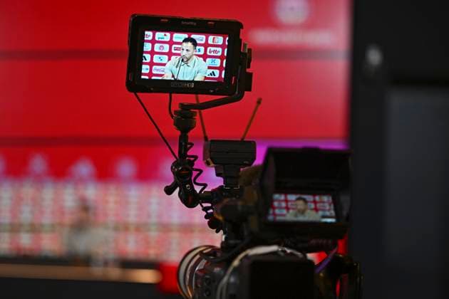 Squad Announcement UEFA EURO, EM, Europameisterschaft,Fussball 2024 TUBIZE, BELGIUM - MAY 28 : Belgian national coach Domenico Tedesco talking to the press during a press conference, PK, Pressekonferenz to announce his player selection to compete in the UEFA Euro 2024 tournament in Germany on May 28, 2024 in Tubize, Belgium, 28 05 2024 Tubize Belgium  Copyright: xVincentxKalutx