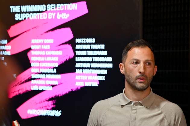 Squad Announcement UEFA EURO, EM, Europameisterschaft,Fussball 2024 TUBIZE, BELGIUM - MAY 28 : Belgian national coach Domenico Tedesco talking to the press during a press conference, PK, Pressekonferenz to announce his player selection to compete in the UEFA Euro 2024 tournament in Germany on May 28, 2024 in Tubize, Belgium, 28 05 2024 Tubize Belgium  Copyright: xVincentxKalutx