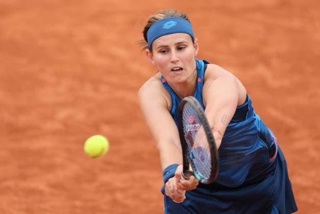 Belgian Greet Minnen pictured in action during a tennis match between Belgian Minnen and Kazakh Rybakina, in the first round of the women s singles, at the Roland Garros French Open tennis tournament, in Paris, France, Tuesday 28 May 2024. This year s tournament takes place from 26 May to 09 June. BENOITxDOPPAGNE  x93511776x