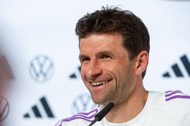 Sport Bilder des Tages Thomas Mueller (Deutschland), GER, Training DFB Fussball Herren Nationalmannschaft Deutschland, Pressekonferenz, Trainingslager Weimarer Land, UEFA Fussball Europameisterschaft 2024, 28.05.2024 DFB regulations prohibit any use of photographs as image sequences and or quasi-video GER, Training DFB Fussball Herren Nationalmannschaft Deutschland, Pressekonferenz, Trainingslager Weimarer Land, UEFA Fussball Europameisterschaft 2024, 28.05.2024 Blankenhain Copyright: xEibner-Pressefoto Memmlerx EP_MMR