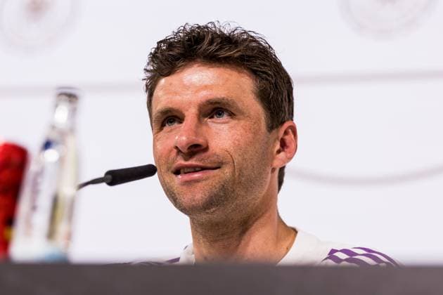 DFB Trainingslager Pressekonferenz; 28.05.2024 Thomas Müller (Deutschland) DFB Trainingslager Pressekonferenz; Blankenhain, Golf&Spa Resort Weimarer Land am 28.05.2024 Copyright: xBEAUTIFULxSPORTS Wunderlx