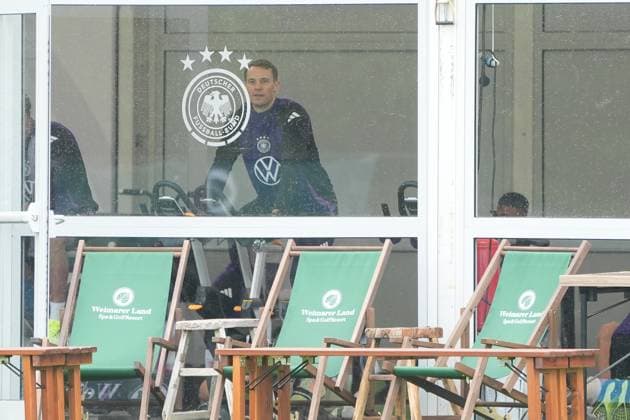Torwart Goalie Manuel Neuer (Deutschland Germany) trainiert auf dem Ergometer - Blankenhain 29.05.2024: Trainingslager der Deutschen Nationalmannschaft zur EM-Vorbereitung, Golf Resort Weimarer Land