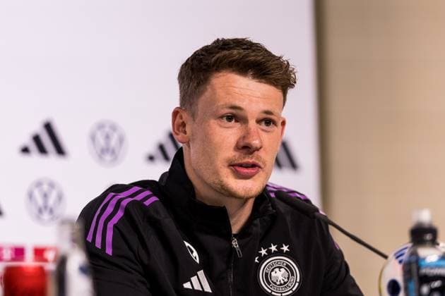 DFB Trainingslager Pressekonferenz; 29.05.2024 Alexander Nübel (Deutschland) DFB Trainingslager Pressekonferenz; Blankenhain, Golf&Spa Resort Weimarer Land am 29.05.2024 Copyright: xBEAUTIFULxSPORTS Wunderlx