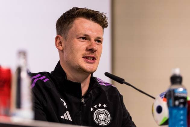 DFB Trainingslager Pressekonferenz; 29.05.2024 Alexander Nübel (Deutschland) DFB Trainingslager Pressekonferenz; Blankenhain, Golf&Spa Resort Weimarer Land am 29.05.2024 Copyright: xBEAUTIFULxSPORTS Wunderlx